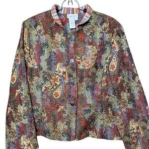 Vintage 90s Coldwater Creek Paisley Floral Button Front Jacket Women Multi Color